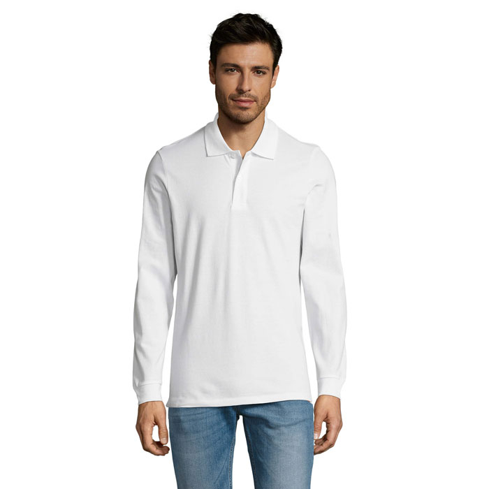 Polo publicitaire homme 180gr PERFECT MEN LSL Blanc 1